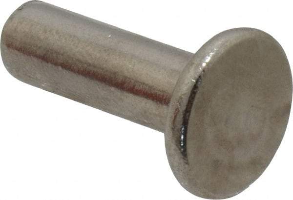 RivetKing - 1/4" Body Diam, Flat Uncoated Stainless Steel Solid Rivet - 3/4" Length Under Head, Grade 18-8 - Exact Tool & Supply