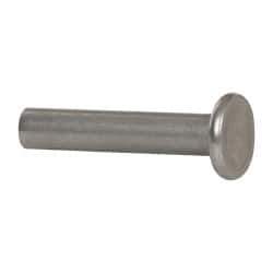 RivetKing - 1/4" Body Diam, Flat Uncoated Stainless Steel Solid Rivet - 1-1/4" Length Under Head, Grade 18-8 - Exact Tool & Supply