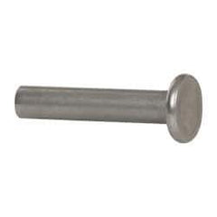 RivetKing - 1/4" Body Diam, Flat Uncoated Stainless Steel Solid Rivet - 1-1/4" Length Under Head, Grade 18-8 - Exact Tool & Supply