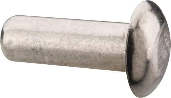 RivetKing - 1/8" Body Diam, Universal Uncoated Aluminum Solid Rivet - 3/8" Length Under Head, Grade 1100F - Exact Tool & Supply