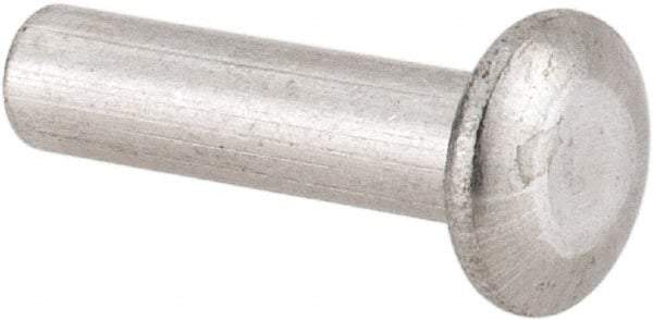 RivetKing - 1/8" Body Diam, Universal Uncoated Aluminum Solid Rivet - 1/2" Length Under Head, Grade 1100F - Exact Tool & Supply