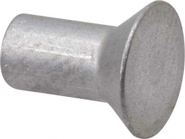 RivetKing - 1/8" Body Diam, Countersunk Uncoated Aluminum Solid Rivet - 1/4" Length Under Head, Grade 1100F, 78° Countersunk Head Angle - Exact Tool & Supply