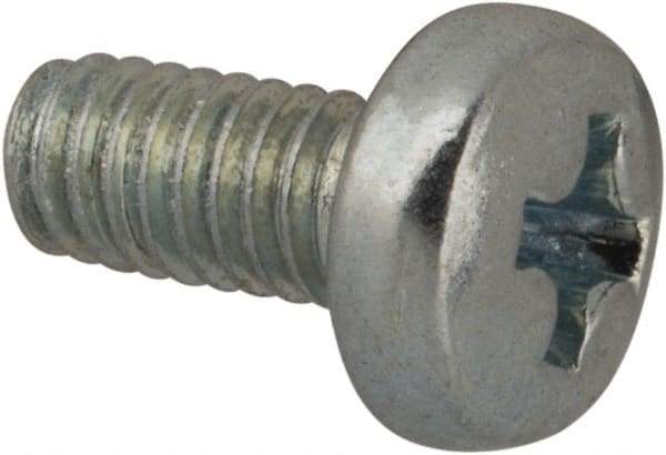 Value Collection - M2.5x0.45, 5mm Length Under Head Phillips Drive Machine Screw - Pan Head, Grade 4.8 Steel, Zinc-Plated Finish, Without Washer - Exact Tool & Supply