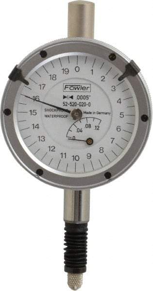 Fowler - 1/8" Range, 0-20-0 Dial Reading, 0.0005" Graduation Dial Drop Indicator - Revolution Counter - Exact Tool & Supply
