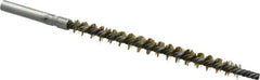 Schaefer Brush - 3" Brush Length, 1/4" Diam, Double Stem, Single Spiral Tube Brush - 4-1/2" Long, Brass, 8-32 Female Connection - Exact Tool & Supply