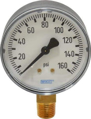 Wika - 2-1/2" Dial, 1/4 Thread, 0-160 Scale Range, Pressure Gauge - Lower Connection Mount, Accurate to 3-2-3% of Scale - Exact Tool & Supply