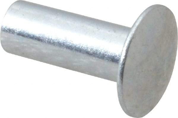 RivetKing - 0.134 to 0.141" Hole Diam, Round Head, Zinc Plated Steel, Semi Tubular Rivet - 3/8 Head Diam, 1/2" Length Under Head, 3/16 Body Diam - Exact Tool & Supply