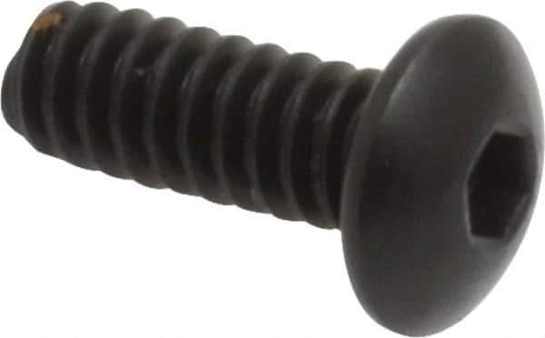 Holo-Krome - #6-32 UNC Hex Socket Drive, Button Screw - Alloy Steel, Black Oxide Finish, Fully Threaded, 3/8" Length Under Head - Exact Tool & Supply
