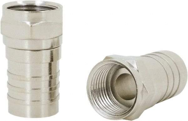 Ideal - Straight, F Type Twist On Coaxial Connector - Compatible with RG59, Brass Contact, Brass Body - Exact Tool & Supply