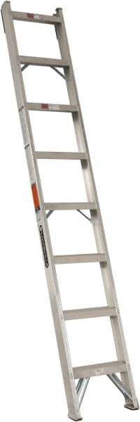 Louisville - 8 Steps, 8' High, Type IA Rating, Aluminum Shelf Ladder - 300 Lb Capacity, 15-1/4" Base Width - Exact Tool & Supply