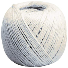 Made in USA - 10 Ply, Cotton Twine Ball - 30 Lbs. Breaking Strength, Natural (Color), 2,016 Ft. per Lb. - Exact Tool & Supply