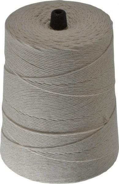 Made in USA - 0.62 Inch Diameter, 12 Ply, Cotton Twine Spool - 30 Lbs. Breaking Strength, White, 1,680 Ft. per Lb. - Exact Tool & Supply