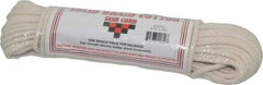 Made in USA - 100' Max Length Cotton Solid Braided Cotton Cord with Reinforced Core - 3/16" Diam, 250 Lb Capacity - Exact Tool & Supply