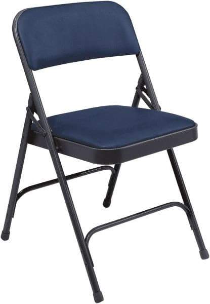 NPS - 18-3/4" Wide x 20-1/4" Deep x 29-1/2" High, Vinyl Folding Chair with Vinyl Padded Seat - Dark Midnight Blue - Exact Tool & Supply