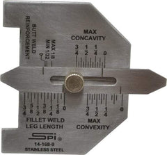 SPI - 1/16 to 3/4 Inch Stainless Steel Weld Gage - Use for Accurate Calibration of Butt and Fillet Welds - Exact Tool & Supply