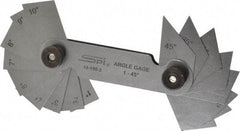 SPI - 20 Piece Spring Steel Angle Gage Set - 1 to 45° Primary Angle - Exact Tool & Supply
