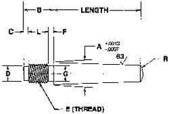 Value Collection - Size 9, 0.589" Large End Diam, Passivated Stainless Steel 1/2-20 Threaded Taper Pin - Grade 303, 18-8, 4 Pin Length - Exact Tool & Supply