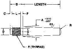 Value Collection - Size 7, 0.407" Large End Diam, Passivated Stainless Steel 3/8-24 Threaded Taper Pin - Grade 303, 18-8, 3 Pin Length - Exact Tool & Supply