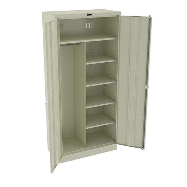 Tennsco - 6 Shelf Combination Storage Cabinet - Steel, 36" Wide x 18" Deep x 78" High, Putty - Exact Tool & Supply