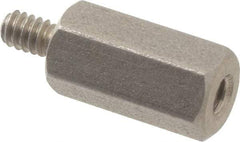 Electro Hardware - #4-40, 11/16" OAL, 1/4" Across Flats, Stainless Steel Hex Male/Female Circuit Board Standoffs - 1/4" Thread Depth, 1/2" Body Length, Bright Finish - Exact Tool & Supply