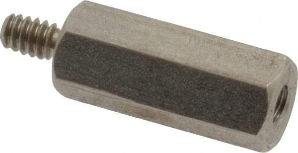 Electro Hardware - #4-40, 13/16" OAL, 1/4" Across Flats, Stainless Steel Hex Male/Female Circuit Board Standoffs - 1/4" Thread Depth, 5/8" Body Length, Bright Finish - Exact Tool & Supply