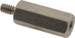 Electro Hardware - #4-40, 13/16" OAL, 1/4" Across Flats, Stainless Steel Hex Male/Female Circuit Board Standoffs - 1/4" Thread Depth, 5/8" Body Length, Bright Finish - Exact Tool & Supply