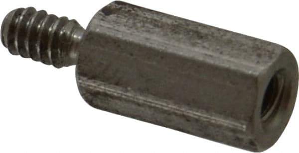 Electro Hardware - #6-32, 3/4" OAL, 1/4" Across Flats, Stainless Steel Hex Male/Female Circuit Board Standoffs - 3/8" Thread Depth, 1/2" Body Length, Bright Finish - Exact Tool & Supply