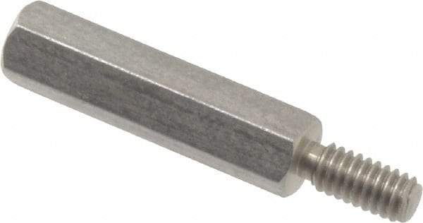 Electro Hardware - #8-32, 1-3/8" OAL, 1/4" Across Flats, Stainless Steel Hex Male/Female Circuit Board Standoffs - 7/16" Thread Depth, 1" Body Length, Bright Finish - Exact Tool & Supply