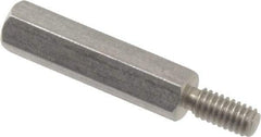 Electro Hardware - #8-32, 1-3/8" OAL, 1/4" Across Flats, Stainless Steel Hex Male/Female Circuit Board Standoffs - 7/16" Thread Depth, 1" Body Length, Bright Finish - Exact Tool & Supply