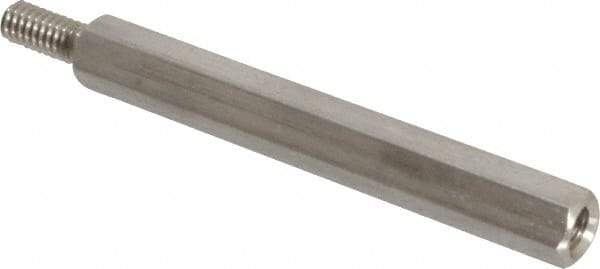 Electro Hardware - #8-32, 2-3/8" OAL, 1/4" Across Flats, Stainless Steel Hex Male/Female Circuit Board Standoffs - 7/16" Thread Depth, 2" Body Length, Bright Finish - Exact Tool & Supply