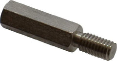 Electro Hardware - #10-32, 1-1/8" OAL, 1/4" Across Flats, Stainless Steel Hex Male/Female Circuit Board Standoffs - 1/2" Thread Depth, 3/4" Body Length, Bright Finish - Exact Tool & Supply