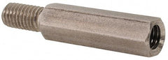 Electro Hardware - #10-32, 1-1/4" OAL, 1/4" Across Flats, Stainless Steel Hex Male/Female Circuit Board Standoffs - 1/2" Thread Depth, 7/8" Body Length, Bright Finish - Exact Tool & Supply