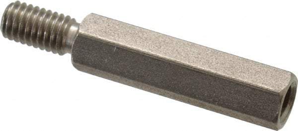 Electro Hardware - #10-32, 1-3/8" OAL, 1/4" Across Flats, Stainless Steel Hex Male/Female Circuit Board Standoffs - 1/2" Thread Depth, 1" Body Length, Bright Finish - Exact Tool & Supply