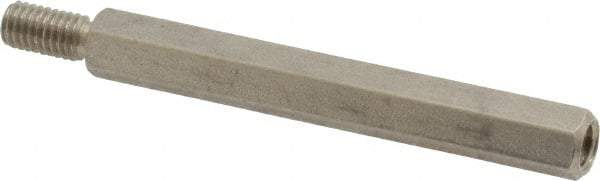 Electro Hardware - #10-32, 2-3/8" OAL, 1/4" Across Flats, Stainless Steel Hex Male/Female Circuit Board Standoffs - 1/2" Thread Depth, 2" Body Length, Bright Finish - Exact Tool & Supply