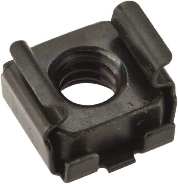 Value Collection - 1/4-20 Screw, 0.064 to 0.105" Thick, Spring Steel Cage Nut - 3/8" Center Edge, Black Phosphate Finish - Exact Tool & Supply