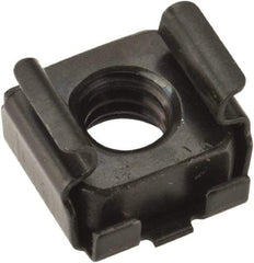 Value Collection - 1/4-20 Screw, 0.064 to 0.105" Thick, Spring Steel Cage Nut - 3/8" Center Edge, Black Phosphate Finish - Exact Tool & Supply
