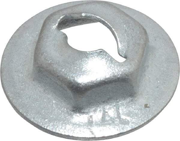 Value Collection - 5/32" Hole Diam, 9/16" OD, 3/8" Width Across Flats Washer Lock Nut - Zinc-Plated Spring Steel, For Use with Non Threaded Fasteners - Exact Tool & Supply