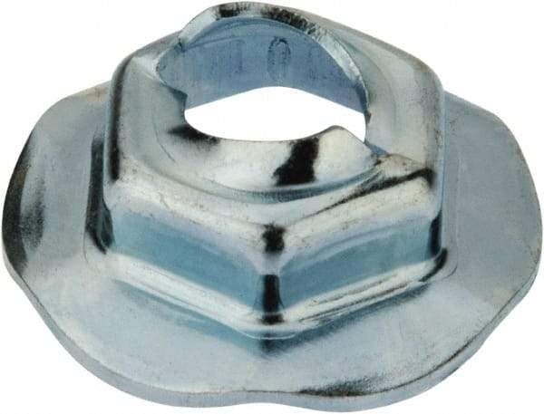 Value Collection - 6.3" Hole Diam, 18mm OD, 11mm Width Across Flats Washer Lock Nut - Zinc-Plated Spring Steel, For Use with Non Threaded Fasteners - Exact Tool & Supply