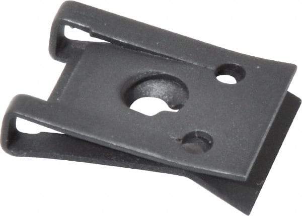 Value Collection - #6 Screw, 0.025 to 1/8" Thick, Spring Steel Standard U Nut - 3/8" Center Edge, Black Phosphate Finish - Exact Tool & Supply