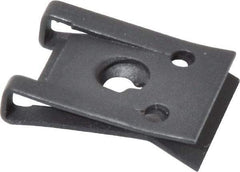 Value Collection - #6 Screw, 0.025 to 1/8" Thick, Spring Steel Standard U Nut - 3/8" Center Edge, Black Phosphate Finish - Exact Tool & Supply