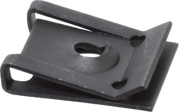 Value Collection - #10 Screw, 0.025 to 1/8" Thick, Spring Steel Standard U Nut - 11/32" Center Edge, Black Phosphate Finish - Exact Tool & Supply