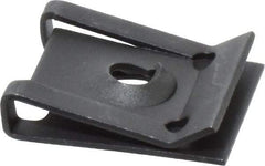 Value Collection - #10 Screw, 0.025 to 1/8" Thick, Spring Steel Standard U Nut - 11/32" Center Edge, Black Phosphate Finish - Exact Tool & Supply