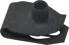 Value Collection - #8-32 Screw, 0.025 to 0.15" Thick, Spring Steel Extruded Tapped Hole U Nut - 3/8" Center Edge, Black Phosphate Finish - Exact Tool & Supply
