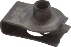 Au-Ve-Co Products - #10-24 Screw, 0.025 to 1/8" Thick, Spring Steel Extruded Tapped Hole U Nut - 15/32" Center Edge, Black Phosphate Finish - Exact Tool & Supply