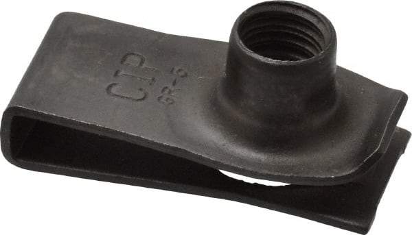 Au-Ve-Co Products - 5/16-18 Screw, 0.025 to 0.15" Thick, Spring Steel Extruded Tapped Hole U Nut - 27/32" Center Edge, Black Phosphate Finish - Exact Tool & Supply