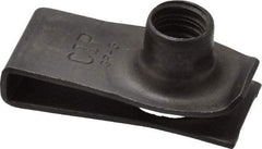 Au-Ve-Co Products - 5/16-18 Screw, 0.025 to 0.15" Thick, Spring Steel Extruded Tapped Hole U Nut - 27/32" Center Edge, Black Phosphate Finish - Exact Tool & Supply