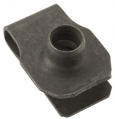 Au-Ve-Co Products - 3/8-16 Screw, 0.05 to 0.2" Thick, Spring Steel Extruded Tapped Hole U Nut - 3/4" Center Edge, Black Phosphate Finish - Exact Tool & Supply