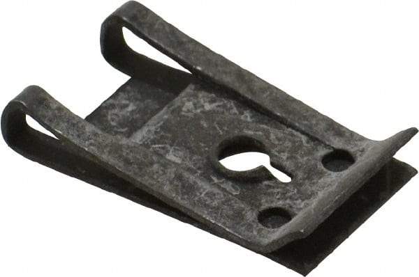 Value Collection - #8 Screw, 0.025 to 0.035" Thick, Spring Steel Extruded Tapped Hole U Nut - 11/32" Center Edge, Black Phosphate Finish - Exact Tool & Supply