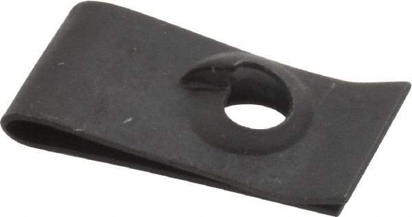 Value Collection - #10 Screw, 0.015 to 0.06" Thick, Spring Steel Extruded Tapped Hole U Nut - 15/32" Center Edge, Black Phosphate Finish - Exact Tool & Supply