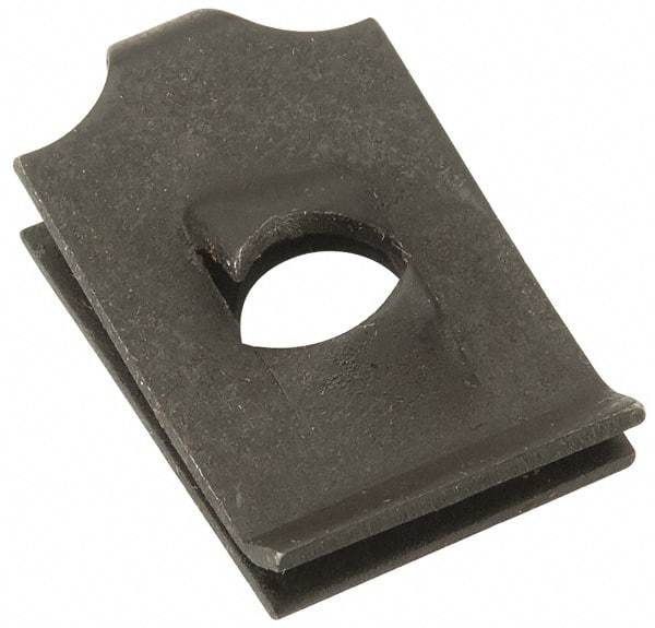 Value Collection - #10 Screw, 0.045 to 1/16" Thick, Spring Steel Standard U Nut - 13/32" Center Edge, Black Phosphate Finish - Exact Tool & Supply